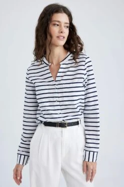 DeFacto Regular Fit Uzun Kollu %100 Pamuk Gömlek -Tunik Style L7967AZ 23SM IN95 03 02