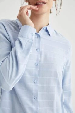 DeFacto Büyük Beden Relax Fit Çizgili Uzun Kollu Gömlek -Tunik Style M9480AZ 21SP BE177 03 01