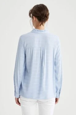 DeFacto Büyük Beden Relax Fit Çizgili Uzun Kollu Gömlek -Tunik Style M9480AZ 21SP BE177 04 01