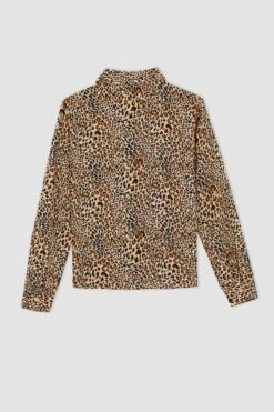 DeFacto Regular Fit Leopar Desenli Viskon Gömlek 17 DeFacto Regular Fit Leopar Desenli Viskon Gömlek -Tunik Style N2517AZ 22AU ER146 08 01