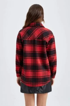 DeFacto Gömlek Yaka Flanel Uzun Kollu Gömlek -Tunik Style R3725AZ 22WN RD119 06 02