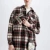 DeFacto Relax Fit Ekose Desenli Cep Detaylı Geri Dönüşümlü Flanel Oduncu Gömlek Tunik -Tunik Style S0420AZ 22WN BR169 01 02