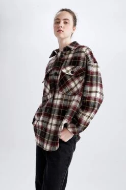 DeFacto Relax Fit Ekose Desenli Cep Detaylı Geri Dönüşümlü Flanel Oduncu Gömlek Tunik -Tunik Style S0420AZ 22WN BR169 05 01