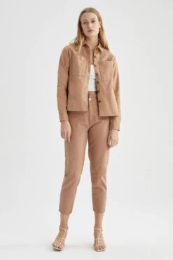 DeFacto Paperbag Yüksek Bel Dokuma %100 Pamuk Pantolon -Tunik Style S2790AZ 22SP BN153 02 02