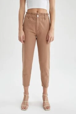 DeFacto Paperbag Yüksek Bel Dokuma %100 Pamuk Pantolon -Tunik Style S2790AZ 22SP BN153 03 02