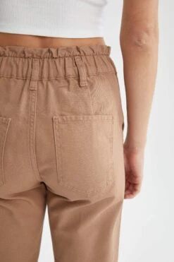 DeFacto Paperbag Yüksek Bel Dokuma %100 Pamuk Pantolon -Tunik Style S2790AZ 22SP BN153 05 02