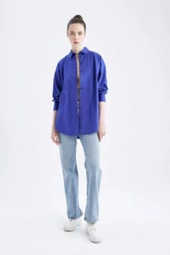 DeFacto Oversize Fit Gömlek Yaka Poplin Uzun Kollu %100 Pamuk Tunik 11 DeFacto Oversize Fit Gömlek Yaka Poplin Uzun Kollu %100 Pamuk Tunik -Tunik Style T5494AZ 22AU BE413 02 02