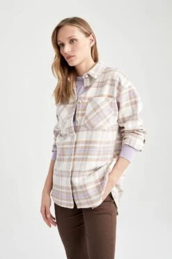 DeFacto Oversize Fit Retro Ekoseli Oduncu Gömlek Tunik 15 DeFacto Oversize Fit Retro Ekoseli Oduncu Gömlek Tunik -Tunik Style T6628AZ 22WN PR77 04 03