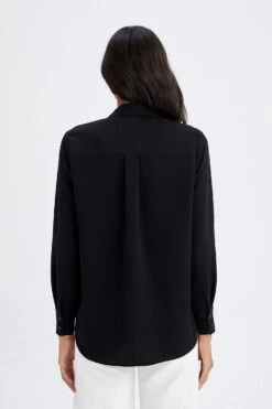 DeFacto Regular Fit Gömlek Yaka Viskon Uzun Kollu Gömlek -Tunik Style T6889AZ 22AU BK81 03 02