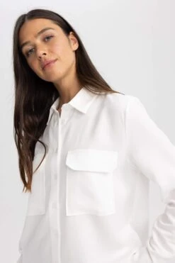 DeFacto Regular Fit Gömlek Yaka Dokulu Uzun Kollu Gömlek 10 DeFacto Regular Fit Gömlek Yaka Dokulu Uzun Kollu Gömlek -Tunik Style T6889AZ 23AU WT32 04 01
