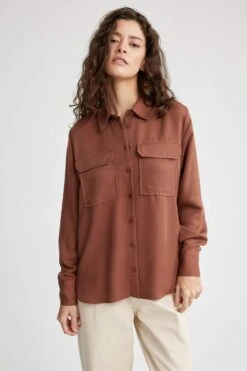 DeFacto Regular Fit Cepli Uzun Kollu Viskon Gömlek 17 DeFacto Regular Fit Cepli Uzun Kollu Viskon Gömlek -Tunik Style T6889AZ 23SP BN250 06 03