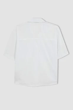 DeFacto Crop Gömlek Yaka Kısa Kollu %100 Pamuk Gömlek -Tunik Style U4874AZ 23HS WT34 08 01