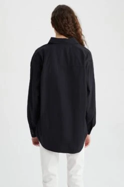 DeFacto Oversize Fit Poplin Uzun Kollu %100 Pamuk Gömlek -Tunik Style U7763AZ 23SP BK27 05 01