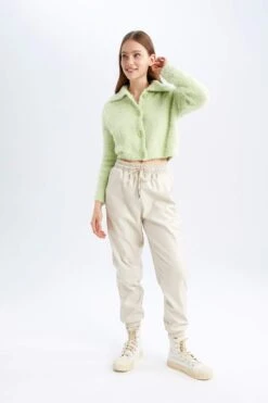 DeFacto Jogger Tayt Normal Bel Suni Deri Pantolon -Tunik Style V0969AZ 22AU BG722 02 02