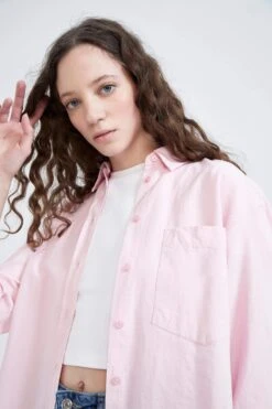 DeFacto Oversize Fit Oxford Uzun Kollu %100 Pamuk Gömlek -Tunik Style V2439AZ 22AU PN152 04 02