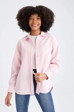 DeFacto Oversize Fit Gömlek Yaka Oxford Uzun Kollu %100 Pamuk Gömlek -Tunik Style V2439AZ 22SP PN440 05 01