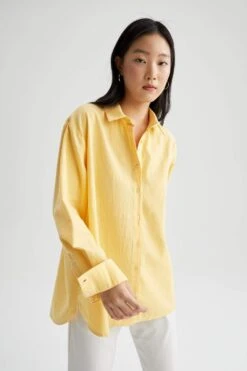 DeFacto Oversize Fit Keten Uzun Kollu Gömlek -Tunik Style V2521AZ 22SM YL66 05 02