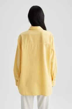 DeFacto Oversize Fit Keten Uzun Kollu Gömlek -Tunik Style V2521AZ 22SM YL66 07 01
