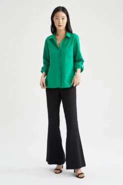 DeFacto Regular Fit Uzun Kollu Keten Görünümlü Gömlek 12 DeFacto Regular Fit Uzun Kollu Keten Görünümlü Gömlek -Tunik Style V2522AZ 22SM GN747 04 02