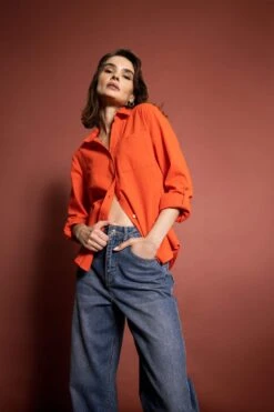 DeFacto Regular Fit Basic Uzun Kollu Keten Görünümlü Gömlek