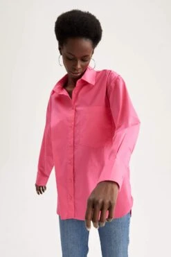 DeFacto Cepli Oversize Fit Poplin Gömlek %100 Pamuk Tunik 12 DeFacto Cepli Oversize Fit Poplin Gömlek %100 Pamuk Tunik -Tunik Style V3984AZ 22SM PN149 03 01