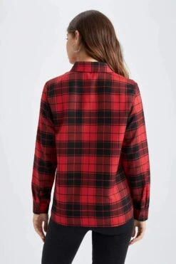 DeFacto Regular Fit Gömlek Yaka Flanel Uzun Kollu Gömlek -Tunik Style V5501AZ 22AU RD2 04 01