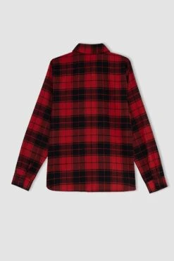 DeFacto Regular Fit Gömlek Yaka Flanel Uzun Kollu Gömlek -Tunik Style V5501AZ 22AU RD2 07 01