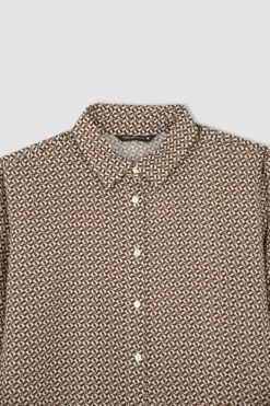 DeFacto Oversize Fit Geometrik Desenli Uzun Kollu Viskon Gömlek -Tunik Style W4515AZ 22AU BN316 07 01