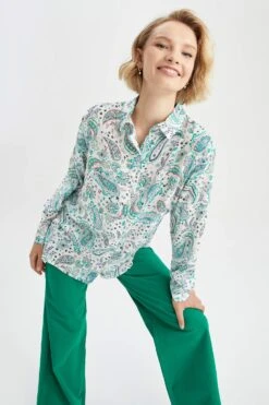 DeFacto Traditional Regular Fit Uzun Kollu Gömlek -Tunik Style W4515AZ 22SP BE116 03 02