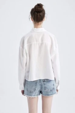 DeFacto Oversize Fit Keten Karışımlı Uzun Kollu Gömlek 16 DeFacto Oversize Fit Keten Karışımlı Uzun Kollu Gömlek -Tunik Style W5267AZ 22HS WT34 06 01