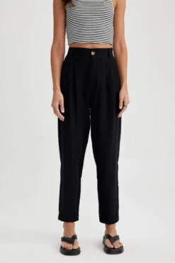 DeFacto Slouchy Bilek Boy Keten Karışımlı Pantolon -Tunik Style W5329AZ 23SM BK27 04 01