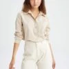 DeFacto Regular Fit Tek Cepli Uzun Kollu %100 Pamuk Gömlek -Tunik Style W7734AZ 22SM BG70 01 02