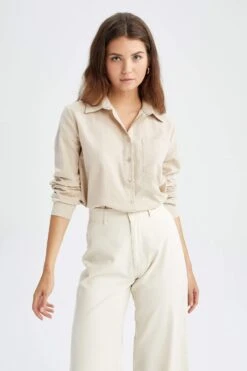 DeFacto Regular Fit Tek Cepli Uzun Kollu %100 Pamuk Gömlek