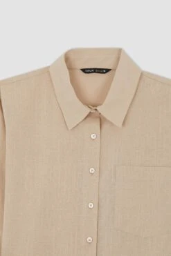 DeFacto Regular Fit Tek Cepli Uzun Kollu %100 Pamuk Gömlek -Tunik Style W7734AZ 22SM BG70 07 02
