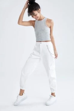 DeFacto Coool Jogger Standart Fit Kargo Cepli Gabardin %100 Pamuk Pantolon -Tunik Style W8036AZ 22SP WT77 05 01