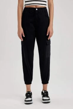 DeFacto Coool Kargo Jogger Normal Bel Gabardin %100 Pamuk Pantolon -Tunik Style W8036AZ 23SP BK27 05 02