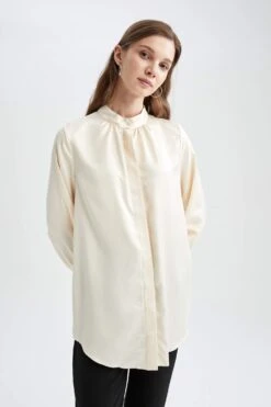 DeFacto Regular Fit Hakim Yaka Uzun Kollu Saten Tunik Gömlek 14 DeFacto Regular Fit Hakim Yaka Uzun Kollu Saten Tunik Gömlek -Tunik Style W8608AZ 22SP ER105 04 02