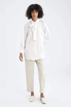 DeFacto Fular Yaka Balon Kollu Gömlek Tunik -Tunik Style X0637AZ 22SP ER105 06 03