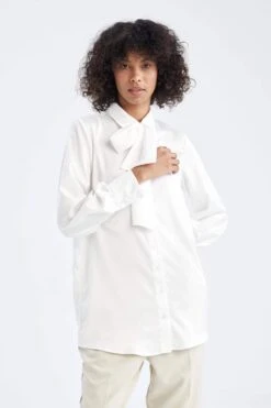 DeFacto Fular Yaka Balon Kollu Gömlek Tunik -Tunik Style X0637AZ 22SP ER105 07 02