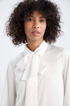 DeFacto Fular Yaka Balon Kollu Gömlek Tunik -Tunik Style X0637AZ 22SP ER105 08 02