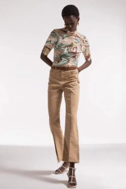 DeFacto Yüksek Bel İspanyol Yırtmaçlı Paça Gabardin Pantolon