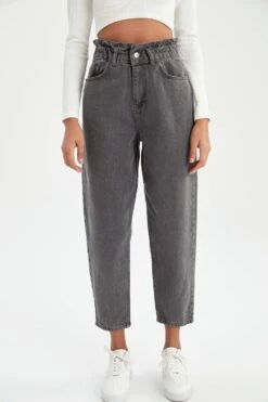DeFacto Paperbag Yüksek Bel Crop Fit Jean %100 Pamuk Pantolon