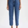 DeFacto Paperbag Yıkamalı Yüksek Bel Crop Jean %100 Pamuk Pantolon -Tunik Style X1096AZ 22SP NM28 01 02