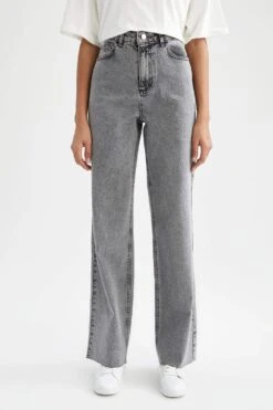 DeFacto 90's Geniş Paça Yüksek Bel Jean %100 Pamuk Pantolon