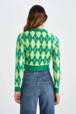 DeFacto Regular Fit Bisiklet Yaka Baklava Desenli Kazak -Tunik Style X1222AZ 22WN GN164 06 01