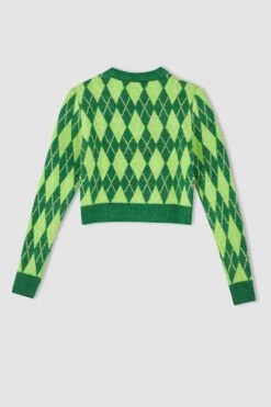 DeFacto Regular Fit Bisiklet Yaka Baklava Desenli Kazak -Tunik Style X1222AZ 22WN GN164 09 01