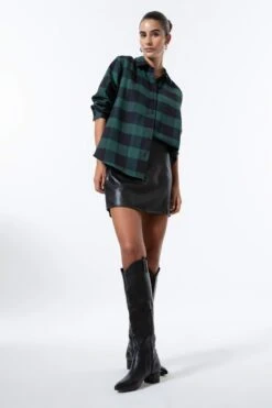 DeFacto Oversize Fit Gömlek Yaka Flanel Uzun Kollu Tunik -Tunik Style X2025AZ 22AU GN383 02 02