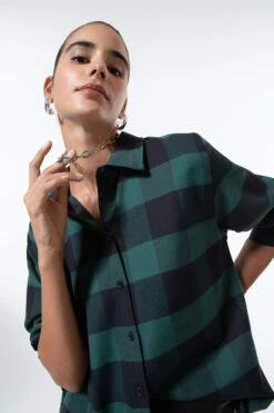 DeFacto Oversize Fit Gömlek Yaka Flanel Uzun Kollu Tunik -Tunik Style X2025AZ 22AU GN383 04 02