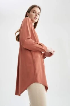 DeFacto Regular Fit Uzun Kollu Krinkıl Viskon Gömlek Tunik