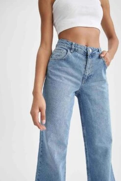 DeFacto Geniş Paça Yıkamalı Jean %100 Pamuk Pantolon -Tunik Style X3051AZ 22SP NM28 05 02